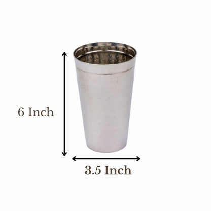 JISCOVERY Stainless Steel Lassie Glass Set of 4| Glass for Water, Milk & Juice| Glass Tumbler| Daily Use Water Drinking Glass| Durable| Silver| Capacity- 700 ML