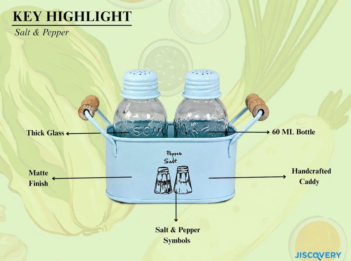 JISCOVERY Classic Salt & Pepper Set for Dining & Kitchen 100 ML| Blue