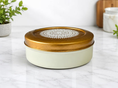 JISCOVERY Stainless Steel Airtight 7 Compartments Spice Box With Solid Lid & 1 Spoon Beige Colour