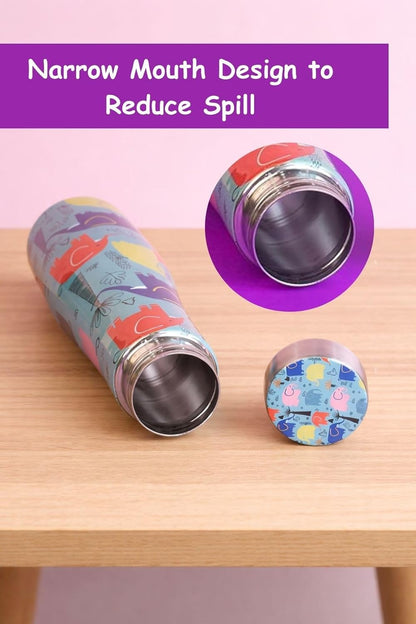 JISCOVERY Premium Stainless Steel Water Bottle| Elephant Design- 1000 ML Bottle for Office, School & Home| Leak Proof & Rust Proof