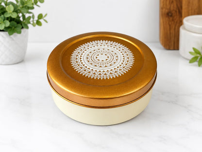 JISCOVERY Stainless Steel Airtight 7 Compartments Spice Box With Solid Lid & 1 Spoon Beige Colour