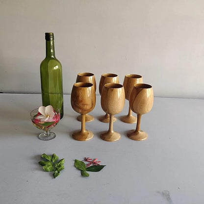 JISCOVERY Royal Look Premium Wooden Wine Glass Set of 2