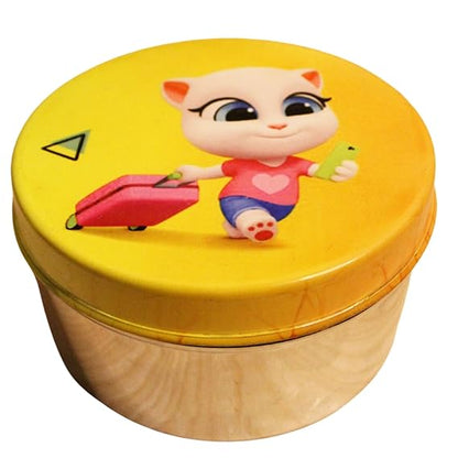 JISCOVERY Stainless Steel Airtight Square Lunch Box/Tiffin Box for Kids (Kitty Design)