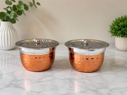 JISCOVERY Stainless Steel Serving Small Bowl Set of 2 with Lid for Chutney