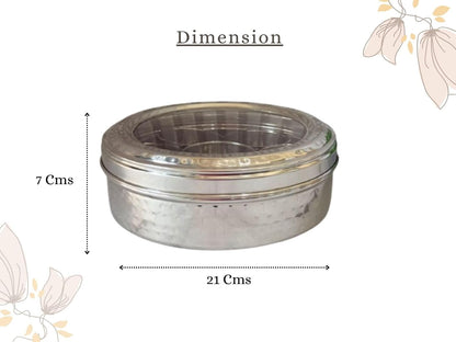 JISCOVERY Stainless Steel Airtight 7 Compartments Spice Box With Transparent Lid & 1 Spoon