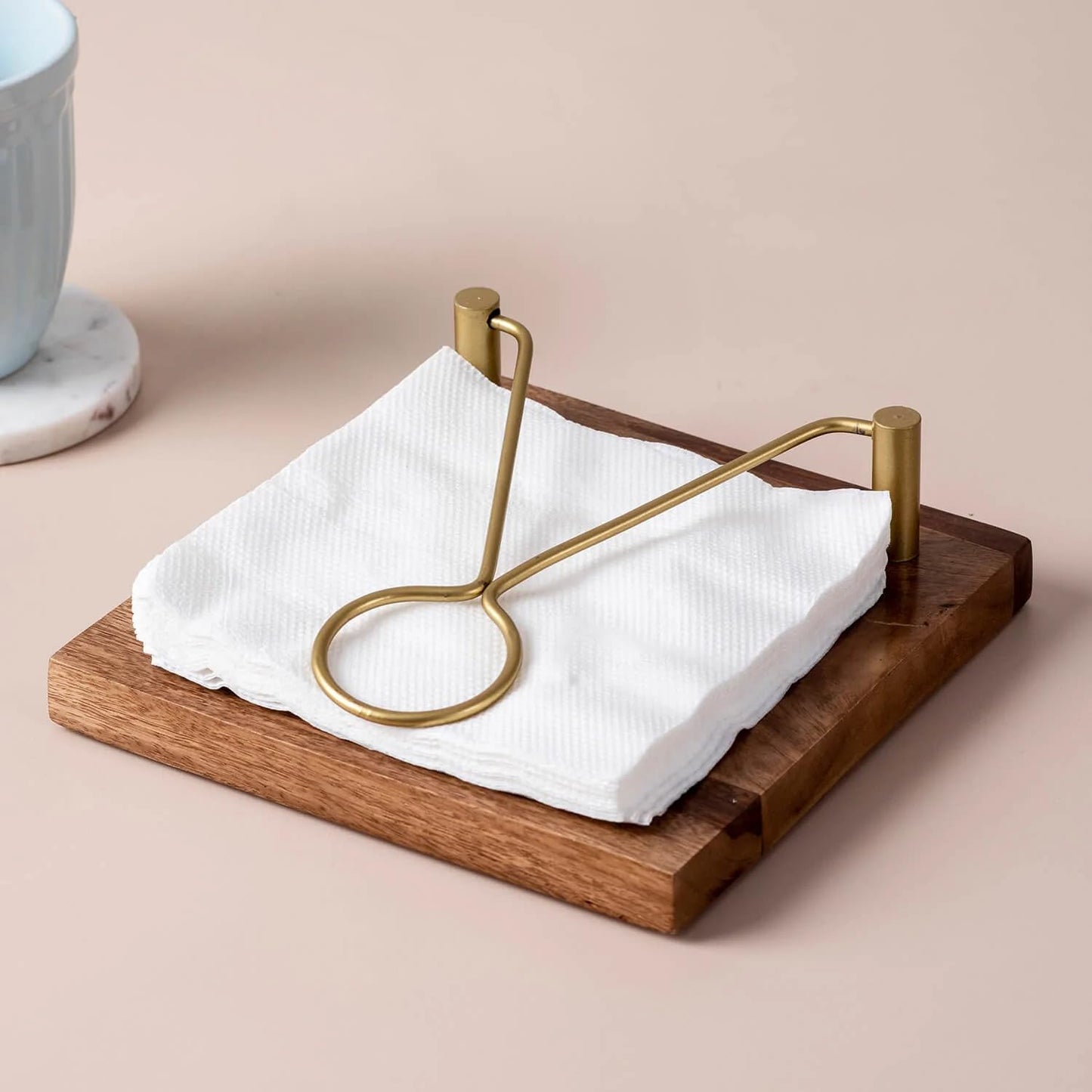 JISCOVERY Wooden Tissue Holder - Gold