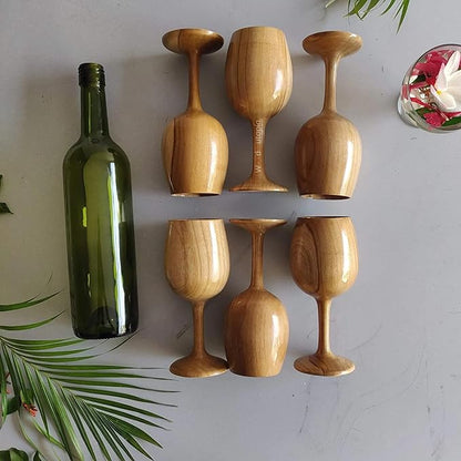 JISCOVERY Royal Look Premium Wooden Wine Glass Set of 2