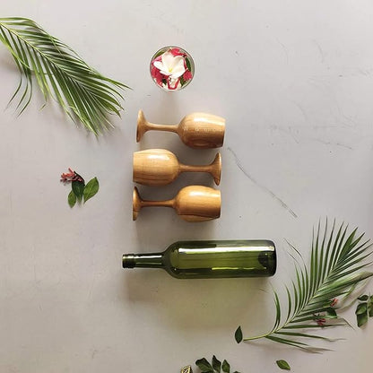 JISCOVERY Royal Look Premium Wooden Wine Glass Set of 2