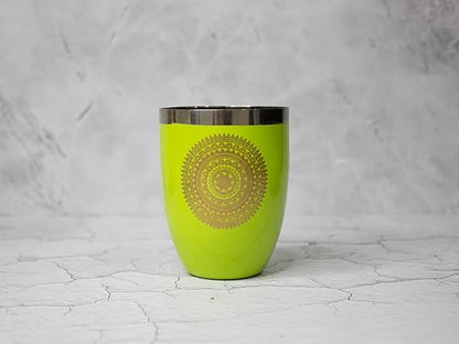 JISCOVERY Stainless Steel Printed Glasses Set of 6 Bucket shape Green Color