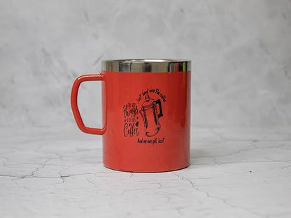 JISCOVERY Stainless Steel Coffee & Tea Mug with Printed Design Set of 2