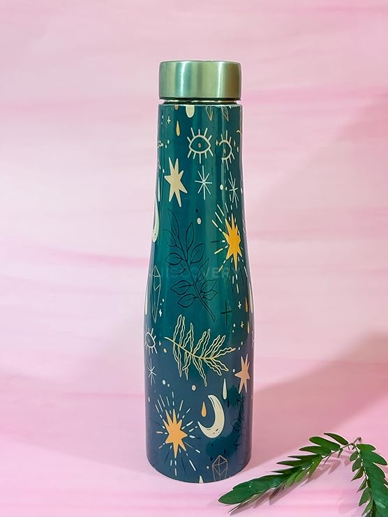 JISCOVERY Stainless Steel Printed Water Bottle Blue color