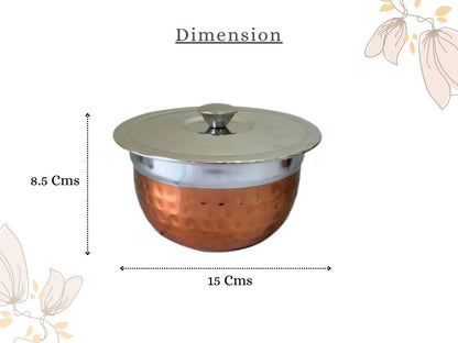 JISCOVERY Stainless Steel Medium Serving Bowl Set of 2 with Lid | Dinner Table Serving Bowls