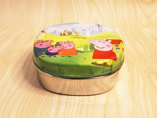 JISCOVERY Stainless Steel Airtight Square Lunch Box/Tiffin Box for Kids (Peppa Pig Design)