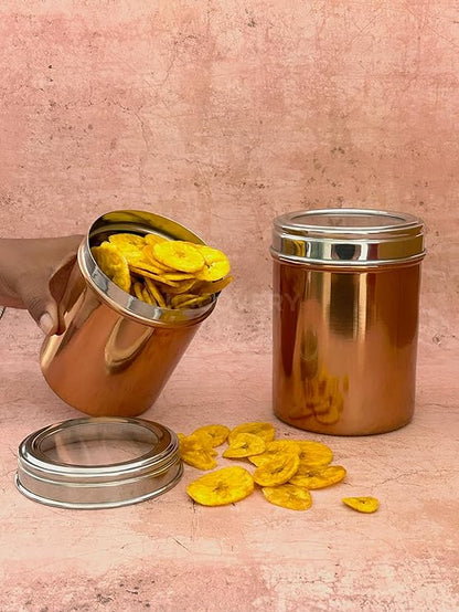 JISCOVERY Stainless Steel Airtight Container for kitchen storage Set of 2| Transparent Lid