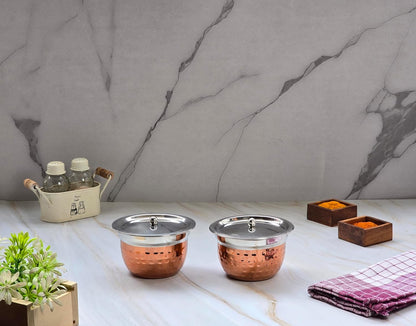 JISCOVERY Stainless Steel Serving Small Bowl Set of 2 with Lid for Chutney