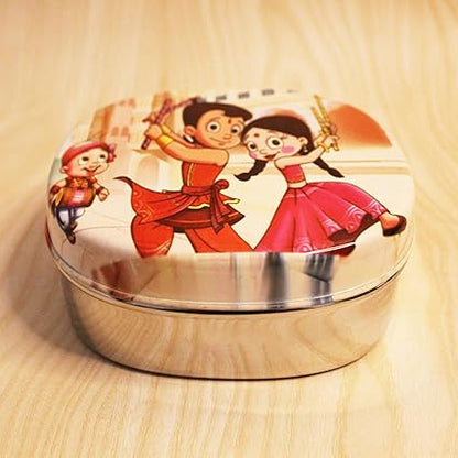 JISCOVERY Stainless Steel Airtight Square Lunch Box/Tiffin Box for Kid(Chotta Bheem Design)