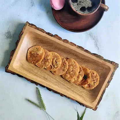JISCOVERY  Acacia Wood Bark Serving Platter