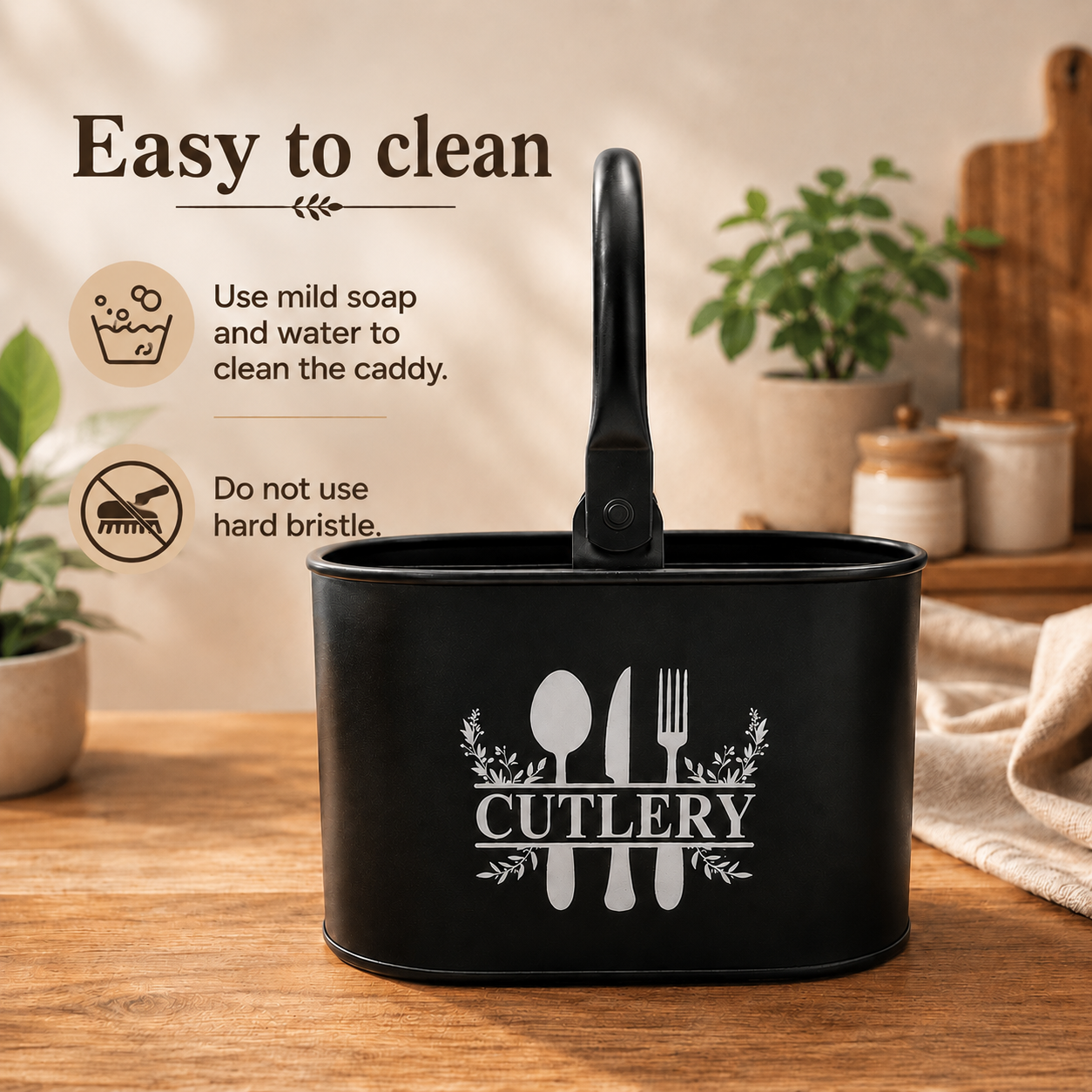 JISCOVERY Metal Cutlery Holder with 4 Compartments| Spoon Stand for Dinning Table
