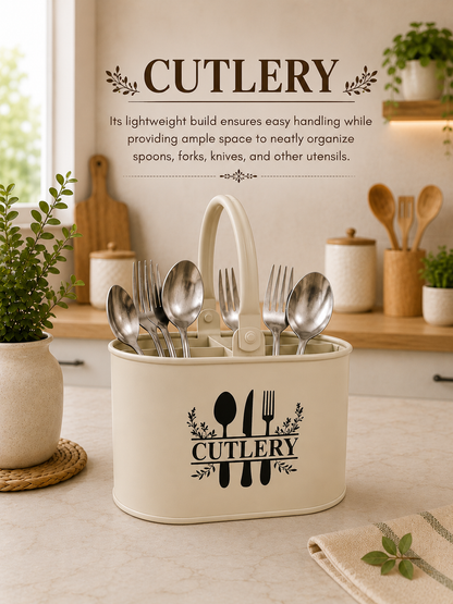 ISCOVERY Metal Cutlery Holder with 4 Compartments| Spoon Stand for Dinning Table