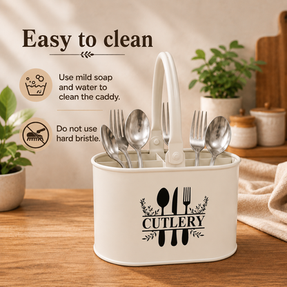 ISCOVERY Metal Cutlery Holder with 4 Compartments| Spoon Stand for Dinning Table