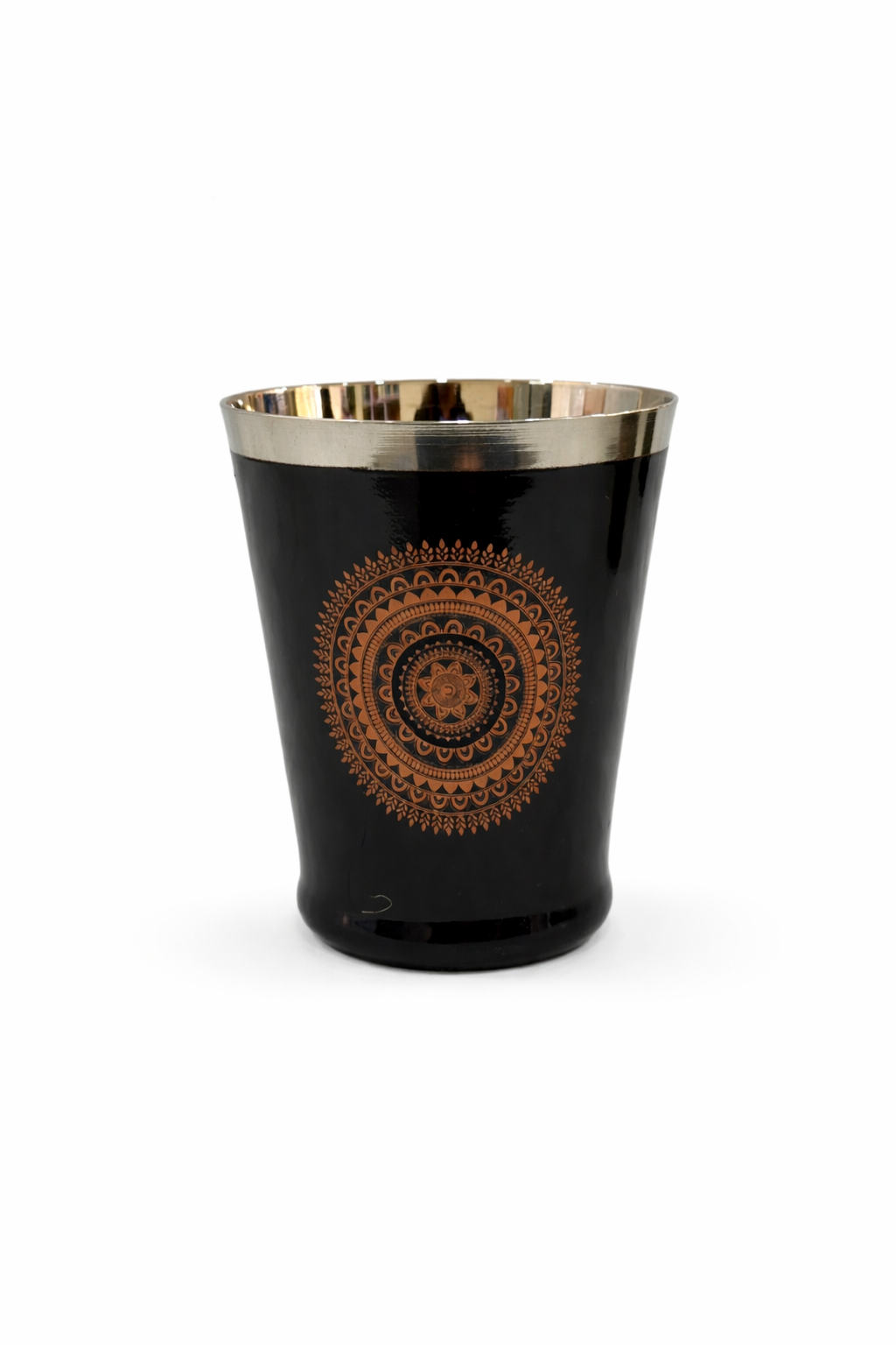 JISCOVERY Stainless Steel Printed Glasses Set of 6 for Water, Milk, Chach & Juice| Designer Bucket Shaped Serving Glass Set| Glass Tumblers| Black| Capacity- 300 ML (Each)