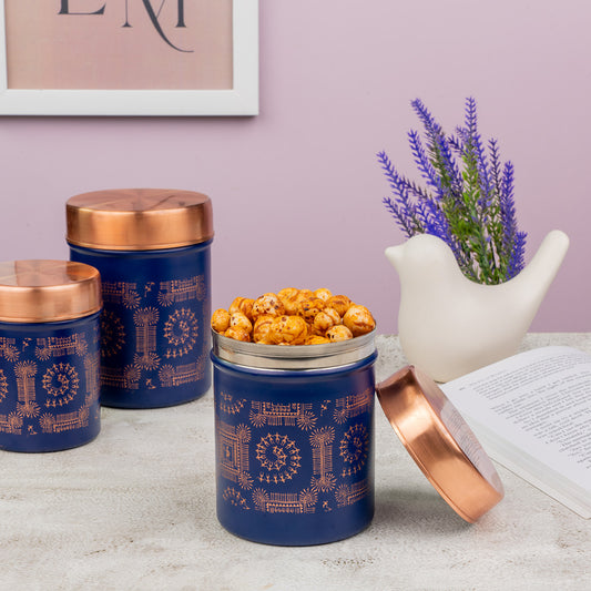Blue Ubha Dabba set of 3