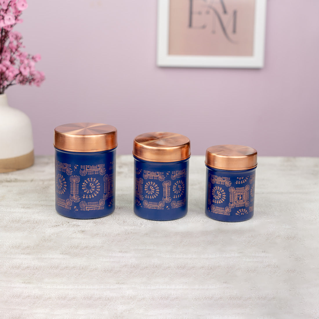 Blue Ubha Dabba set of 3
