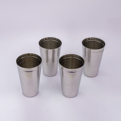 JISCOVERY Stainless Steel Lassie Glass Set of 4| Glass for Water, Milk & Juice| Glass Tumbler| Daily Use Water Drinking Glass| Durable| Silver| Capacity- 700 ML