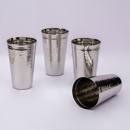 JISCOVERY Stainless Steel Lassie Glass Set of 4| Glass for Water, Milk & Juice| Glass Tumbler| Daily Use Water Drinking Glass| Durable| Silver| Capacity- 700 ML