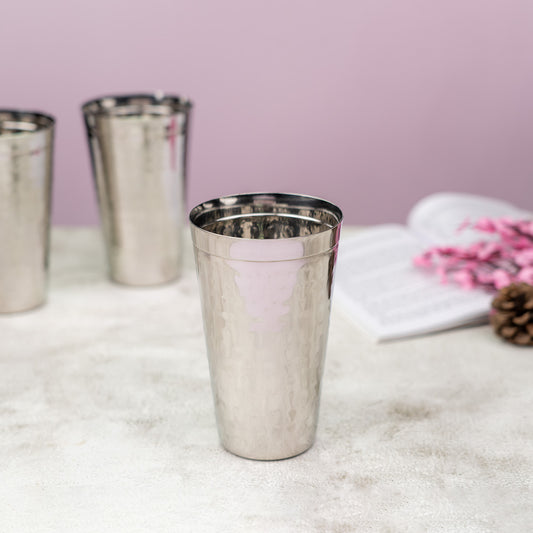 JISCOVERY Stainless Steel Lassie Glass Set of 2| Glass for Water, Milk & Juice| Glass Tumbler| Daily Use Water Drinking Glass| Durable| Silver| Capacity- 700 ML