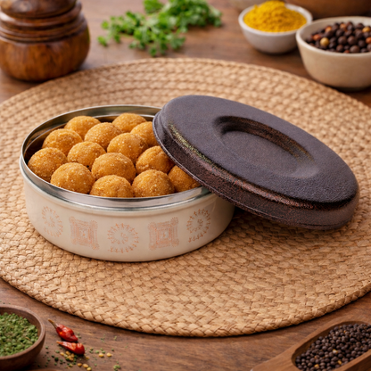 JISCOVERY Stainless Steel Designer Airtight Multipurpose Box | Storage Dabba| Multipurpose Container for Kitchen| Roti Dabba| Warm and Fresh Food| 1000 ML (Coffee)