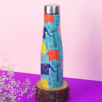 JISCOVERY Premium Stainless Steel Water Bottle| Elephant Design- 1000 ML Bottle for Office, School & Home| Leak Proof & Rust Proof