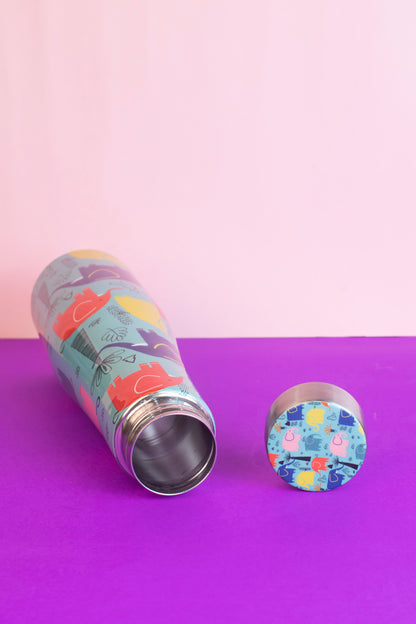 JISCOVERY Premium Stainless Steel Water Bottle| Elephant Design- 1000 ML Bottle for Office, School & Home| Leak Proof & Rust Proof
