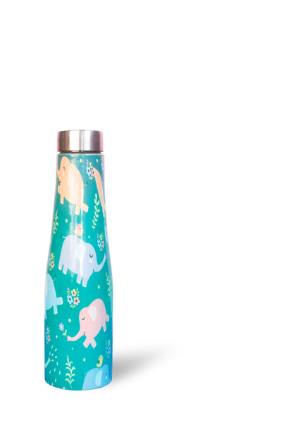 JISCOVERY Premium Stainless Steel Printed Water Bottle| Elephant Design- 1000 ML Bottle for Office, School & Yoga| Leak Proof & Rust Proof