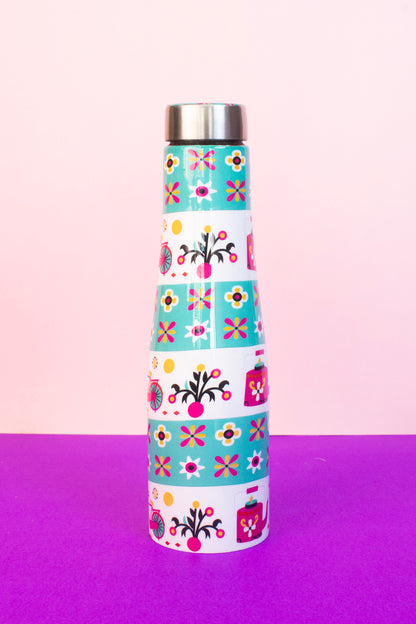 JISCOVERY Printed Stainless Steel Water Bottle| Aesthetic Bottle for Office, School & Home| Leak Proof, Rust Proof & Durable| 1000 ML Green