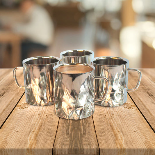 JISCOVERY Stainless Steel Wave Design Set of 4