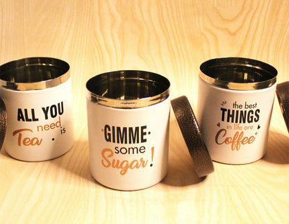 JISCOVERY Stainless Steel Airtight Tea, Coffee & Sugar Container Set of 3 |