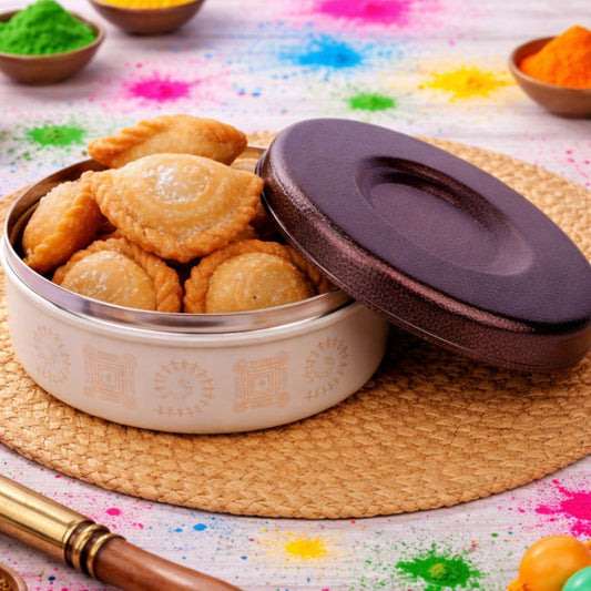 JISCOVERY Stainless Steel Designer Airtight Multipurpose Box | Storage Dabba| Multipurpose Container for Kitchen| Roti Dabba| Warm and Fresh Food| 1000 ML (Coffee)