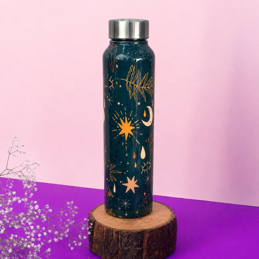 JISCOVERY Premium Stainless Steel Water Bottle| Moon Design- 1000 ML Bottle for Office, School & Home| Leak Proof & Rust Proof