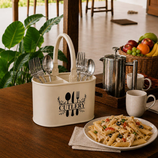 ISCOVERY Metal Cutlery Holder with 4 Compartments| Spoon Stand for Dinning Table