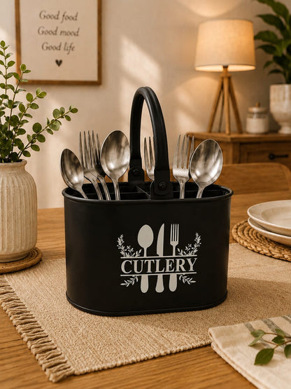 JISCOVERY Metal Cutlery Holder with 4 Compartments| Spoon Stand for Dinning Table
