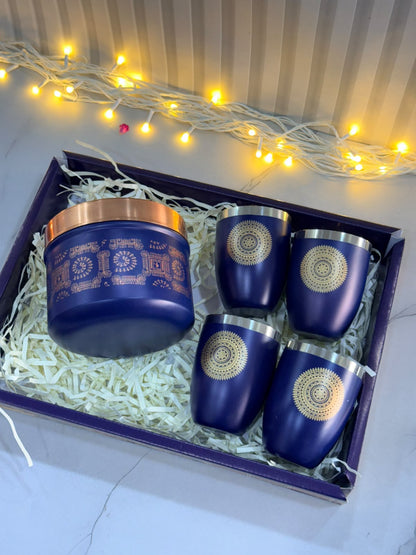 1 Snack container with 4 glasses