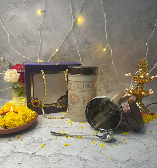 Diwali Gifting Box Stainless Steel Containers Set of 2