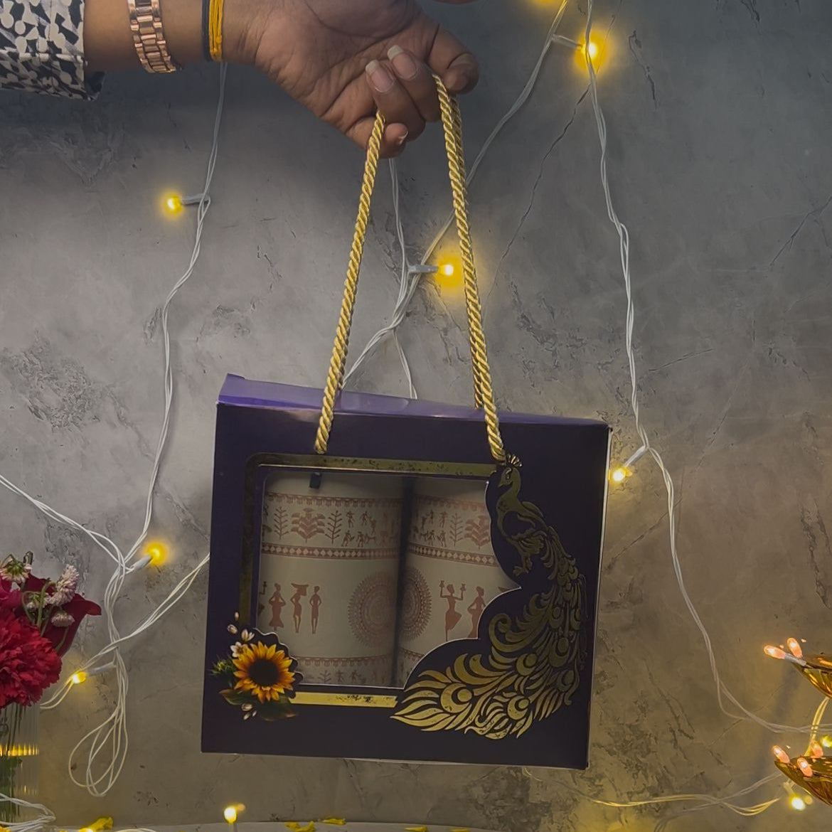 Diwali Gifting Box Stainless Steel Containers Set of 2