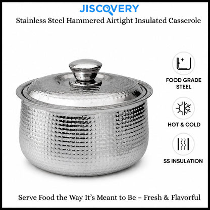 JISCOVERY Stainless Steel Airtight Insulated Casserole for Hot Meals| 2.2 Liters