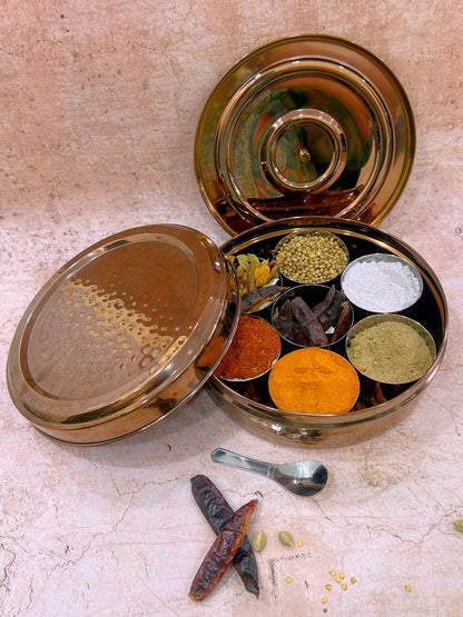 JISCOVERY Stainless Steel Airtight 7 Compartments Rose gold Spice Box With Lid