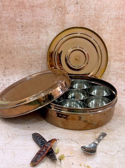 JISCOVERY Stainless Steel Airtight 7 Compartments Rose gold Spice Box With Lid