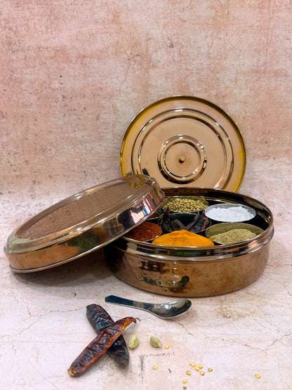 JISCOVERY Stainless Steel Airtight 7 Compartments Rose gold Spice Box With Lid