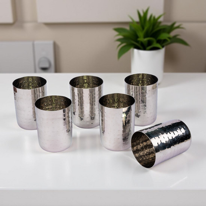 New Steel hammered glass set of 6