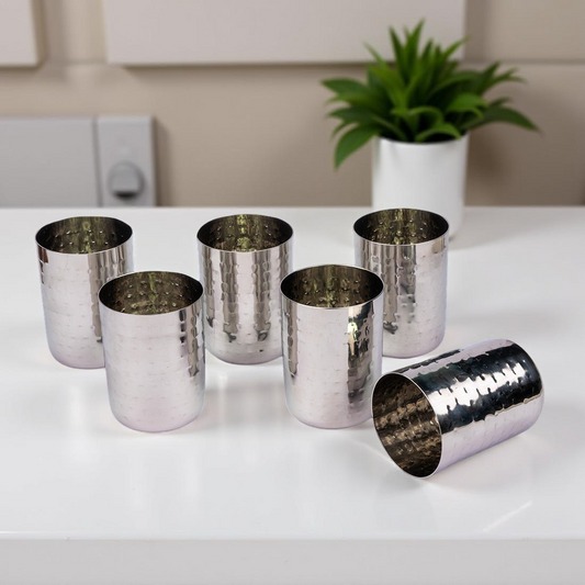 New Steel hammered glass set of 6